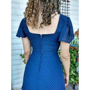 Navy Blue Polka Dot Twist-Front Trixxi Dress